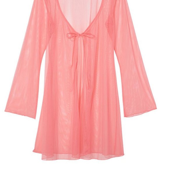 Pink Mesh Open-Front Robe - Picture 3 of 3